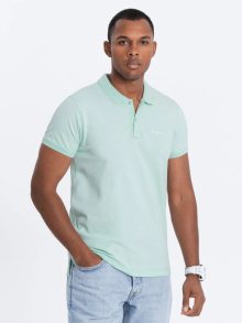 Ombre Clothing Bavlněná jasně zelená polokošile s jemným nápisem V1 S1746