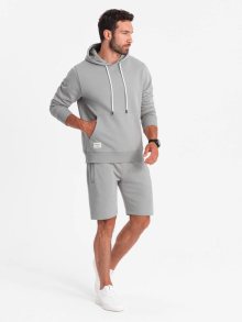 Ombre Clothing Tepláková šedá souprava (mikina+kraťasy) V8-Z75