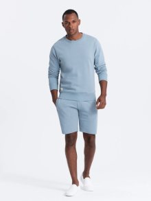 Ombre Clothing Základní tepláková slabě modrá souprava (mikina + kraťasy) V7-Z77