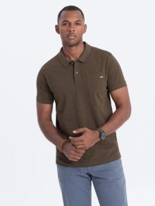Ombre Clothing Módní olivová polokošile V5 S1744