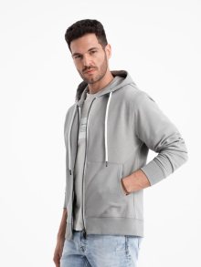 Ombre Clothing Základní šedá mikina na zip V8 SSBZ-0178