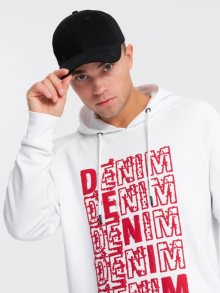 Ombre Clothing Jedinečná bílá mikina s nápisem denim V3 SSPS-0158
