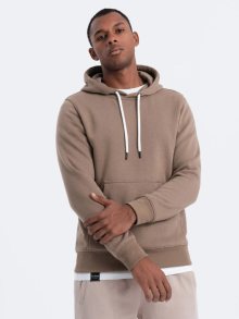 Ombre Clothing Nevšední světle hnědá mikina s kapucí V8 OM-SSBN-0120