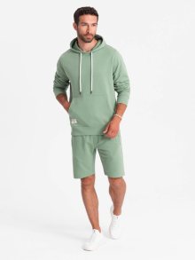 Ombre Clothing Tepláková zelená souprava (mikina+kraťasy) V3-Z75