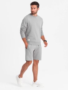 Ombre Clothing Základní tepláková šedá souprava (mikina + kraťasy) V1-Z77