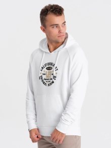 Ombre Clothing Jedinečná bílá mikina s nápisem V1 SSPS-0151