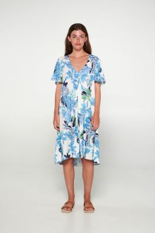 Vamp - Květinové šaty s krátkými rukávy 20416 - Vamp blue sky S