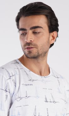 Pánská noční košile s krátkým rukávem Plachetnice bílá M