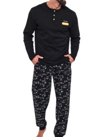 Pánské bavlněné pyžamo Muydemi 390075 | černá | XL