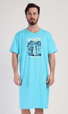 Pánská noční košile s krátkým rukávem California modrá M