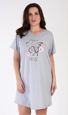 Dámská noční košile s krátkým rukávem Motýl šedá 1XL