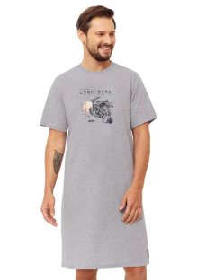 Pánská noční košile Sajmon 1533/1 HOTBERG | šedá melír | M