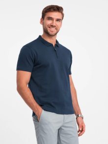 Ombre Clothing Tmavě modrá polokošile s ozdobným zipem V7 POSS-0109