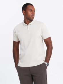 Ombre Clothing Krémová polokošile s ozdobným zipem V3 POSS-0109