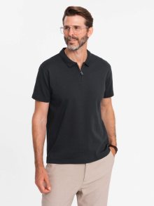 Ombre Clothing Černá polokošile s ozdobným zipem V8 POSS-0109
