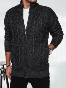 Dstreet Trendy vzorovaný grafitový pánský svetr