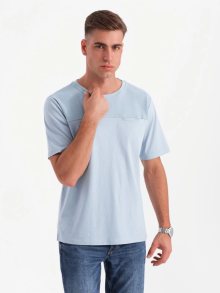 Ombre Clothing Jedinečné světle modré tričko s kapsou V4 TSCT-0171