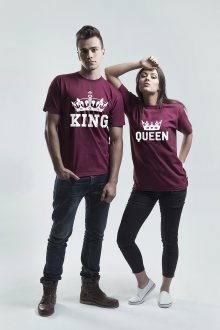 Set triček Queen and King Crown Bordová [KQ]