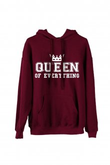 Mikina Oversize s kapucí Queen of everything crown Burgund