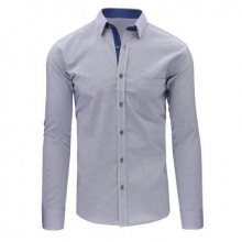 Modro-bílá pánská moderní košile čtverečkovaná s dlouhým rukávem