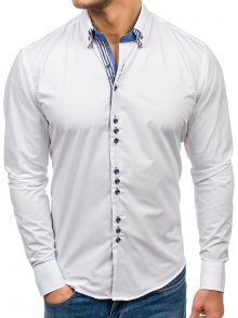 Bílá pánská elegantní košile s dlouhým rukávem Bolf 4703
