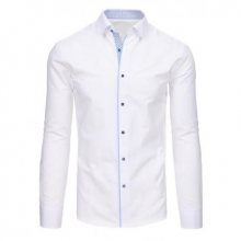 Pánská moderní bílá košile s kontrastní vnitřní légou