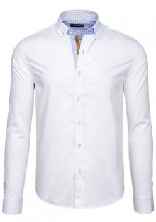 Bílá pánská elegantní košile s dlouhým rukávem Bolf 5777