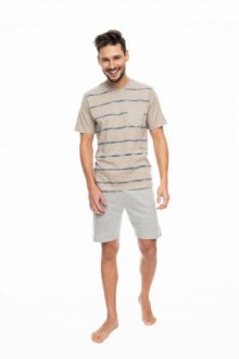 Rossli SAM-PY-080 Pánské pyžamo XXL béžovo-šedá