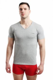 Pierre Cardin Vneck šedý Pánské triko XXL  šedá