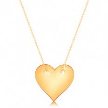 Náhrdelník ze žlutého 14K zlata - souměrné ploché srdce, jemný řetízek GG159.28