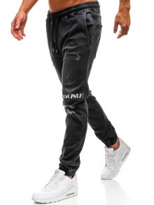 Černé pánské džínové jogger kalhoty Bolf 2031