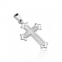 Stříbrný kříž - členité cípy s lesklým lemem, zrnitý střed Z8.18