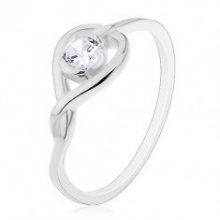 Prsten ze stříbra 925 - překřížená silueta srdce se zirkonem E4.9