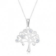 Stříbrný 925 náhrdelník, řetízek a přívěsek - strom života zdobený zirkony AC16.28