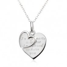 Náhrdelník - řetízek, srdce s nápisem, obrys srdce, stříbro 925 SP17.14