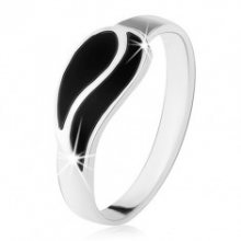 Prsten ze stříbra 925, dvě vlnky z černého onyxu, vysoký lesk HH5.17