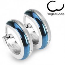 Kruhové ocelové náušnice - kombinace modré a stříbrné barvy X14.18