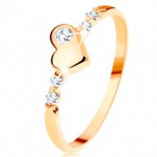 Zlatý prsten 585 - vypouklé nepravidelné srdíčko, blýskavé čiré zirkony GG110.04/10