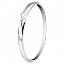 Briliantový prsten v bílém 14K zlatě - tenké zářezy na ramenech, čirý diamant BT501.76/81