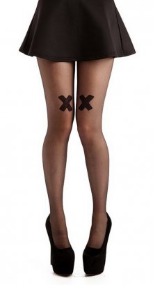punčocháče PAMELA MANN - Plaster On Knee - Black - PM211