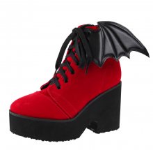 IRON FIST Bat Wing Boot Red Velvet Černá Červená 42