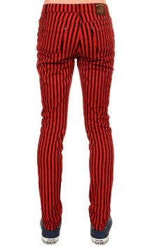 kalhoty pánské 3RDAND56th - Striped Skinny Jeans - Blk/Red - JM1176