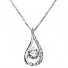 Stříbrný náhrdelník - prodloužená kapka vykládaná zirkony ze stříbra 925 X45.16