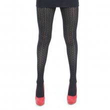 punčocháče PAMELA MANN - Cotton Lacy Chevron - Black - PM228