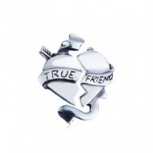Dvojitý stříbrný přívěsek 925 - zlomené srdce se stuhou \"TRUE FRIEND\" T5.8