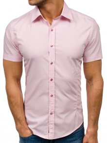 Růžová pánská elegantní košile s krátkým rukávem Bolf 7501