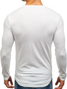 Bílé pánské tričko s dlouhým rukávem s potiskem Bolf 119