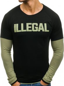 Černo-zelené pánské tričko s dlouhým rukávem Bolf 1162