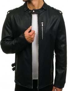 Černá pánská koženková bunda Bolf 8002