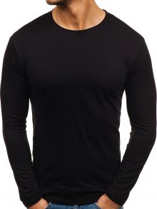 Černé pánské tričko s dlouhým rukávem bez potisku Bolf 135